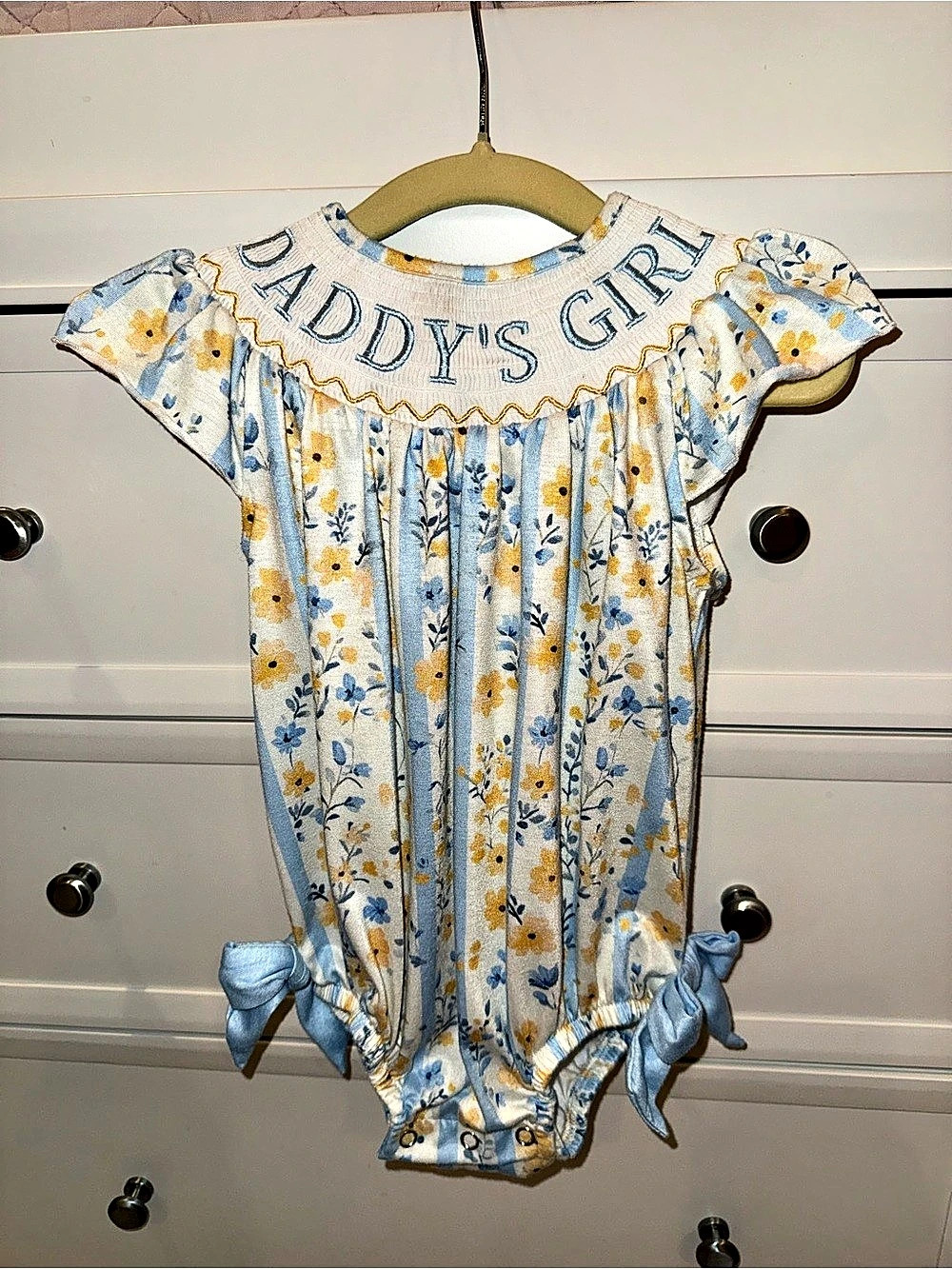 Daddy’s Girl 18-24M Floral Smocked Bodysuit with Bows